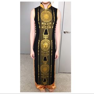 Vietnamese Sleeveless Chic Gold + Black Ao Dai